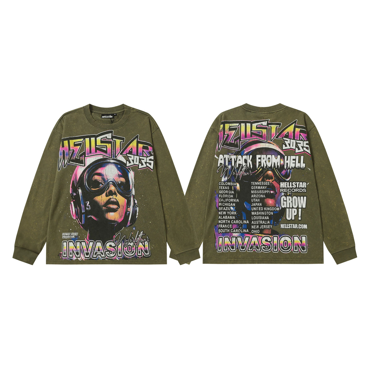 Hellstar Olive Pilot Portrait Long Sleeve Top
