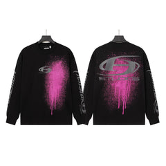 Hellstar Black Pink Drip Studios Logo Long Sleeve Tee