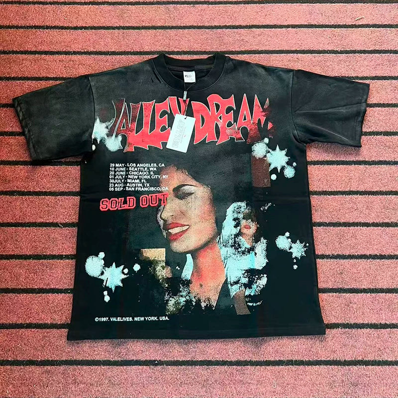 Valleydream Black Sold Out Portrait Splash Ink Vintage T-Shirt