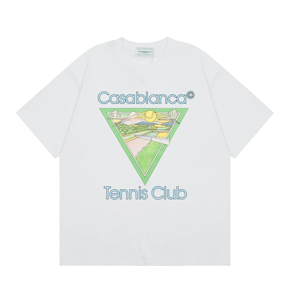 Casablanca Tennis Club Triangle Graphic T-Shirt - White
