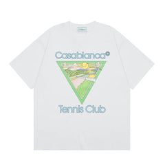 Casablanca Tennis Club Triangle Graphic T-Shirt - White