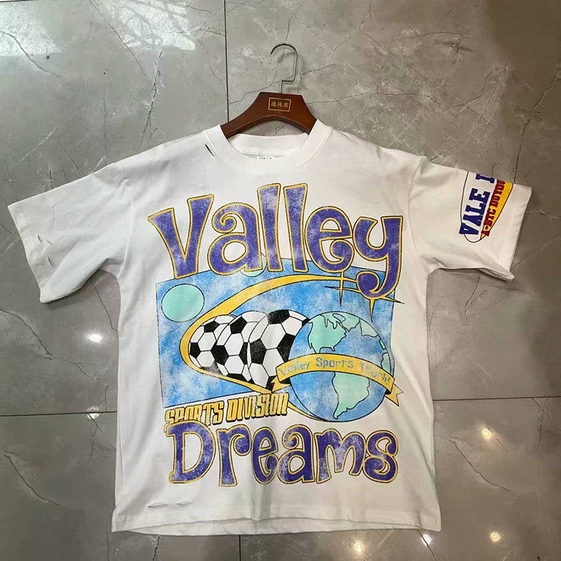 Valleydream White Racing Globe Flag Valley Dreams Vintage T-Shirt