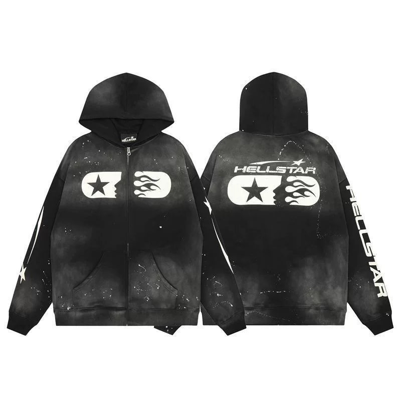 Hellstar Black Splash Ink Zip Hoodie