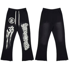 Hellstar Black Angel Dragon Print Flared Sweatpants