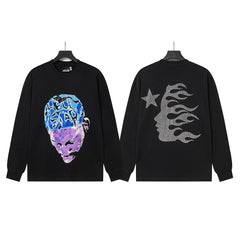Hellstar Black Colorful Skull Flame Long Sleeve Shirt