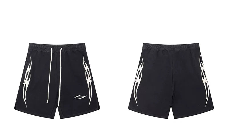 Hellstar Black White Flame Shorts