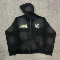 Hellstar Black Washed Zip Up Hoodie