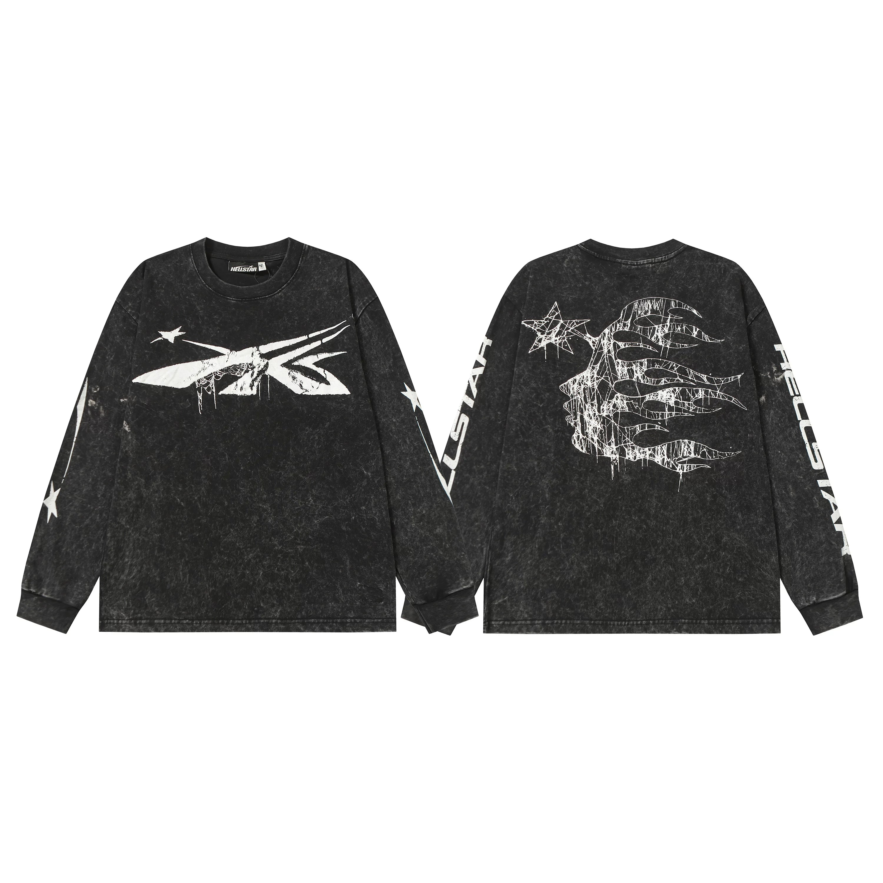 Hellstar Black Cross Arrow Graphic Long Sleeve Top