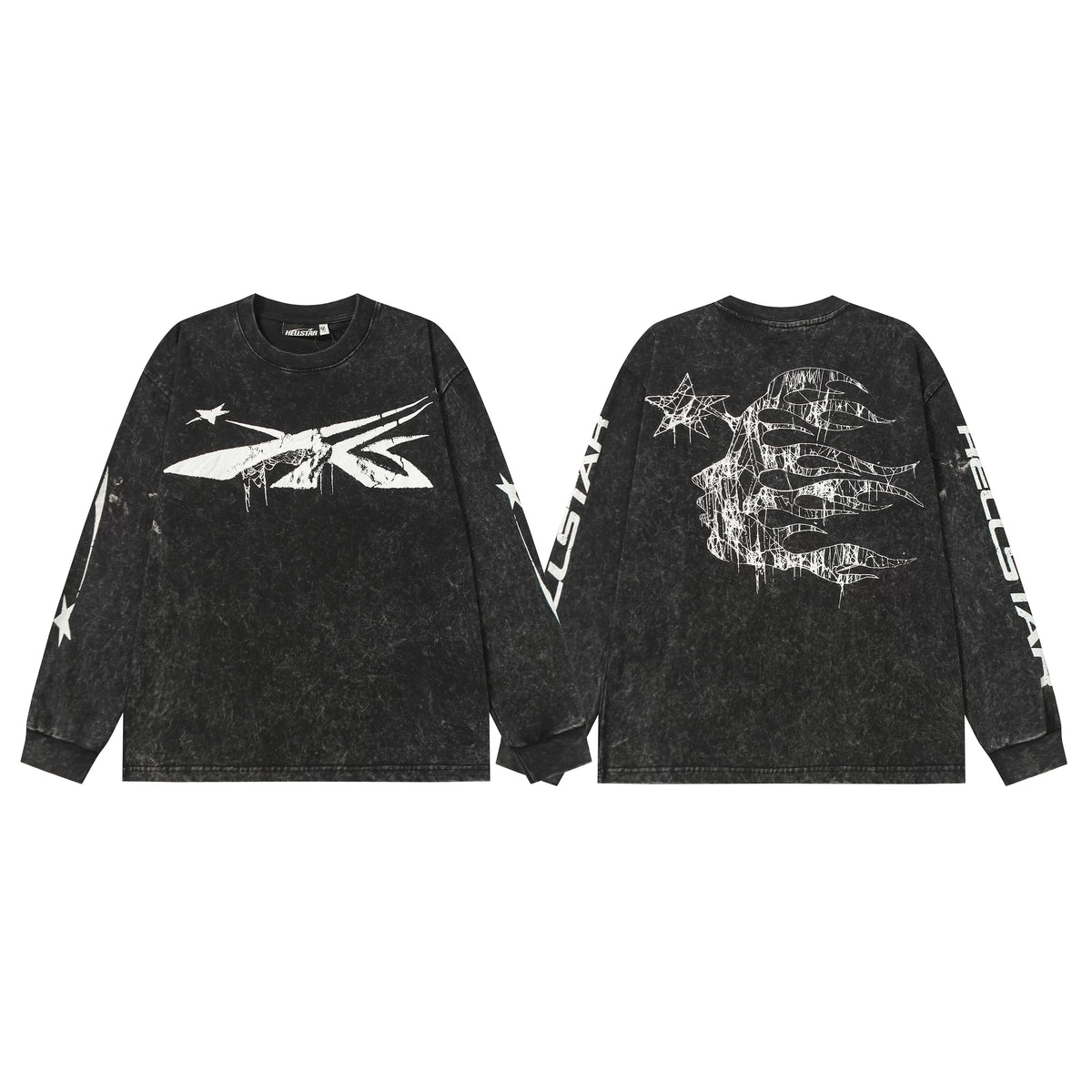 Hellstar Black Cross Arrow Graphic Long Sleeve Top