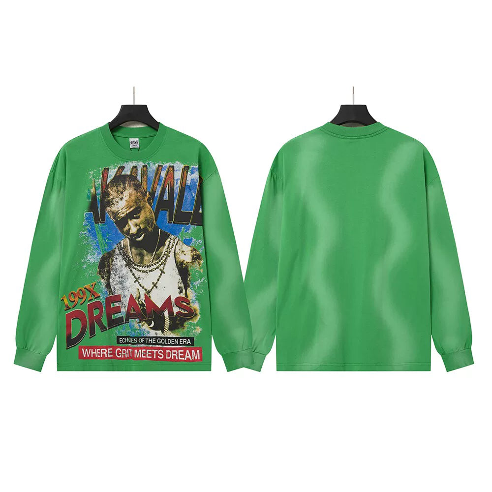 VALLEYDREAM Green 199X Portrait Vintage Long Sleeve T-Shirt