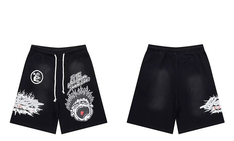 Hellstar Black Graphic Print Shorts