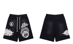 Hellstar Black Graphic Print Shorts