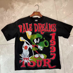 Valleydream Black 1997 Tour Cartoon Character Vintage Graphic T-Shirt
