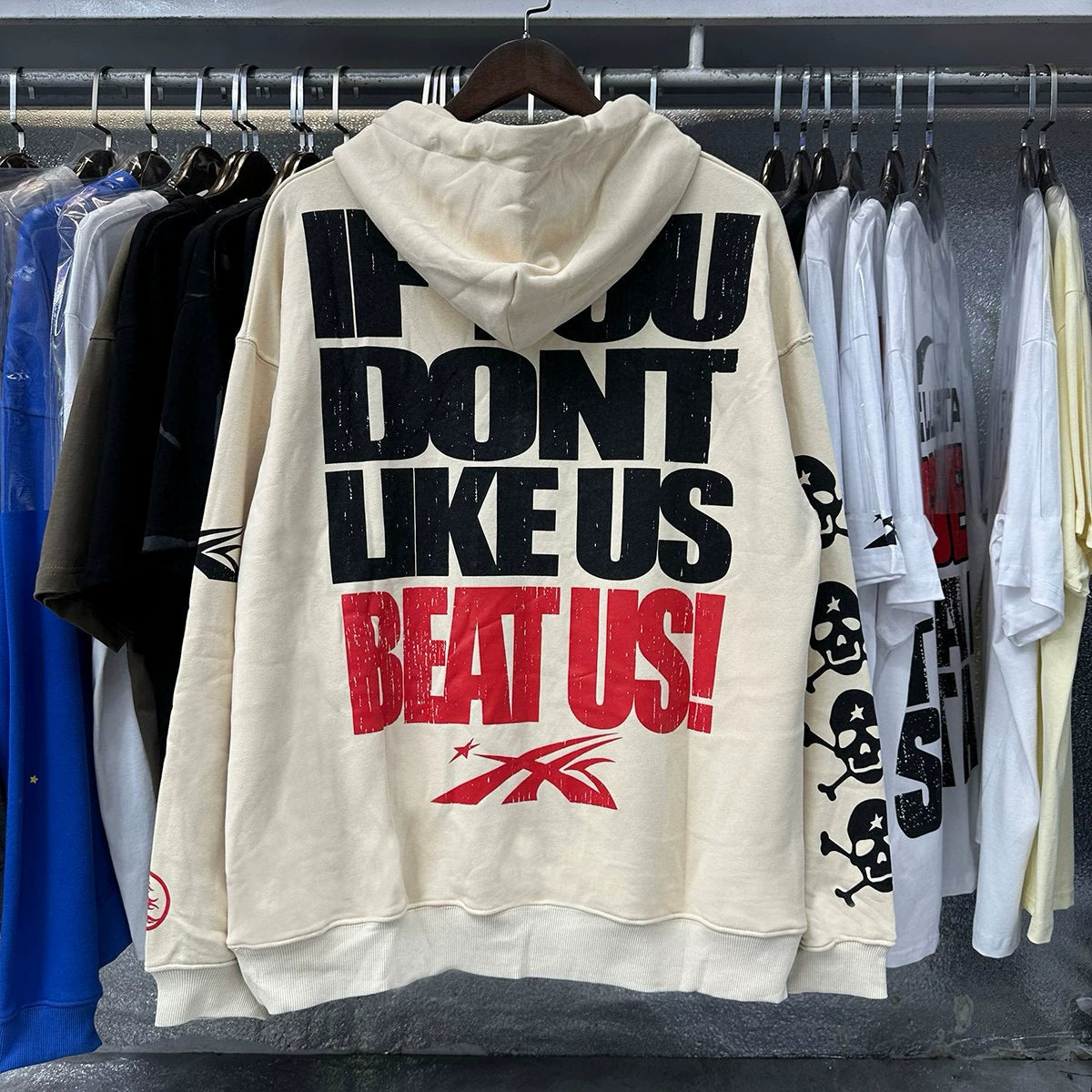 Hellstar Cream "If You Don't Like Us Beat Us" Hoodie