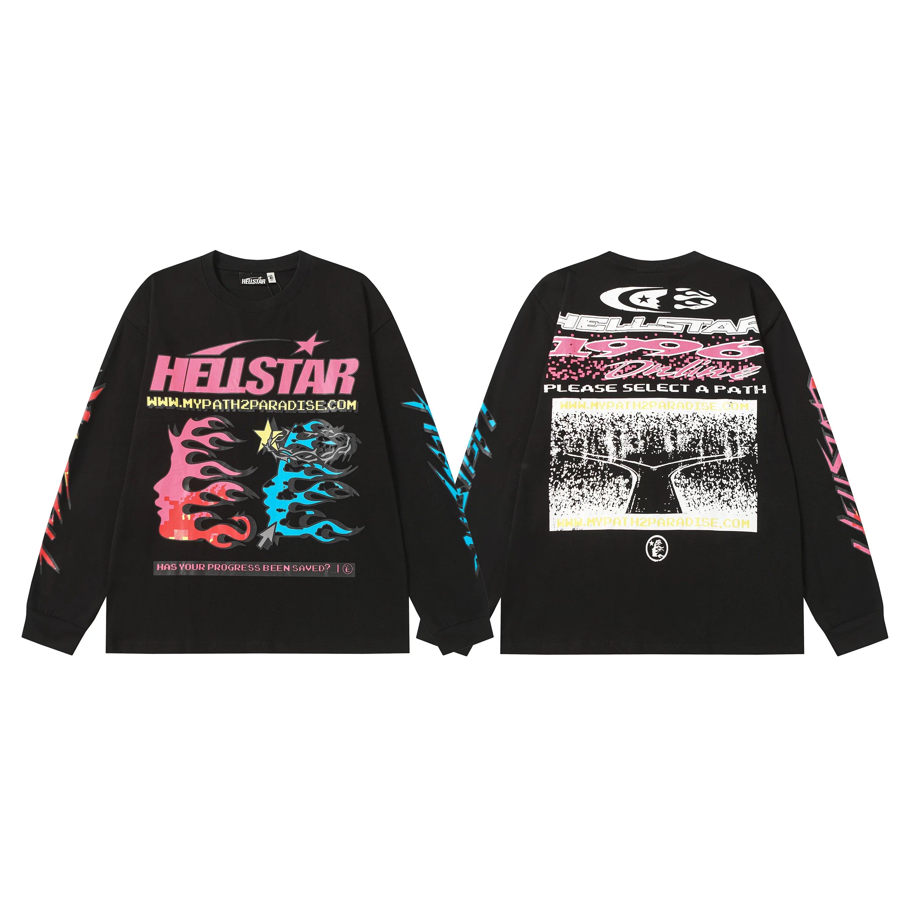Hellstar Black Flame Portrait Long Sleeve Top