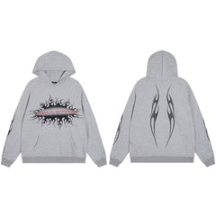 Hellstar Grey Flame Crack Hoodie