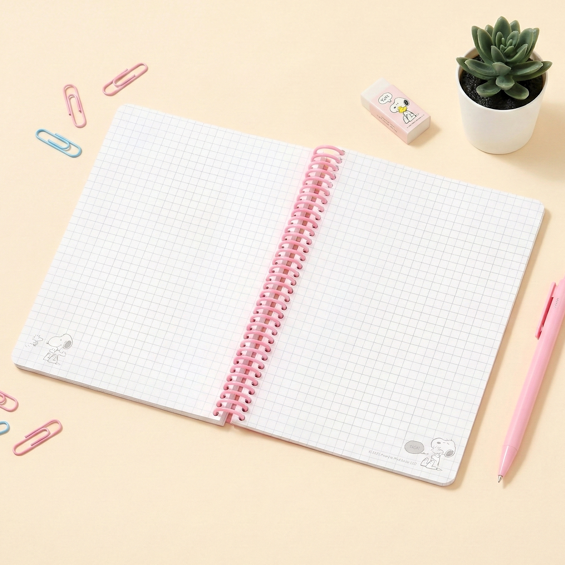 Peanuts Snoopy B6 Spiral Notebook - Beige
