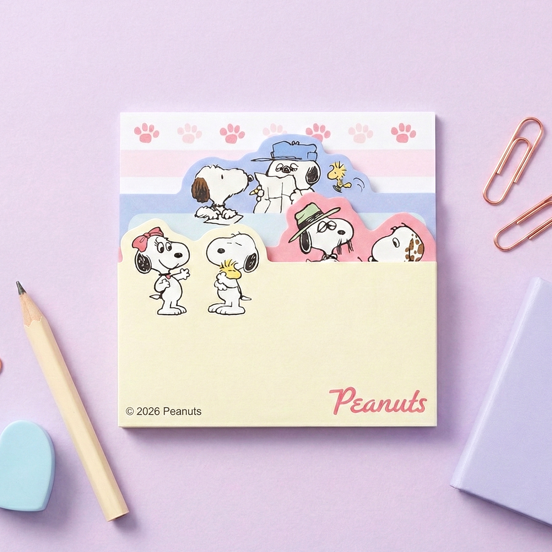 Peanuts Snoopy Die-Cut Sticky Notes - 4-Design Set - Pink - Limited Edition