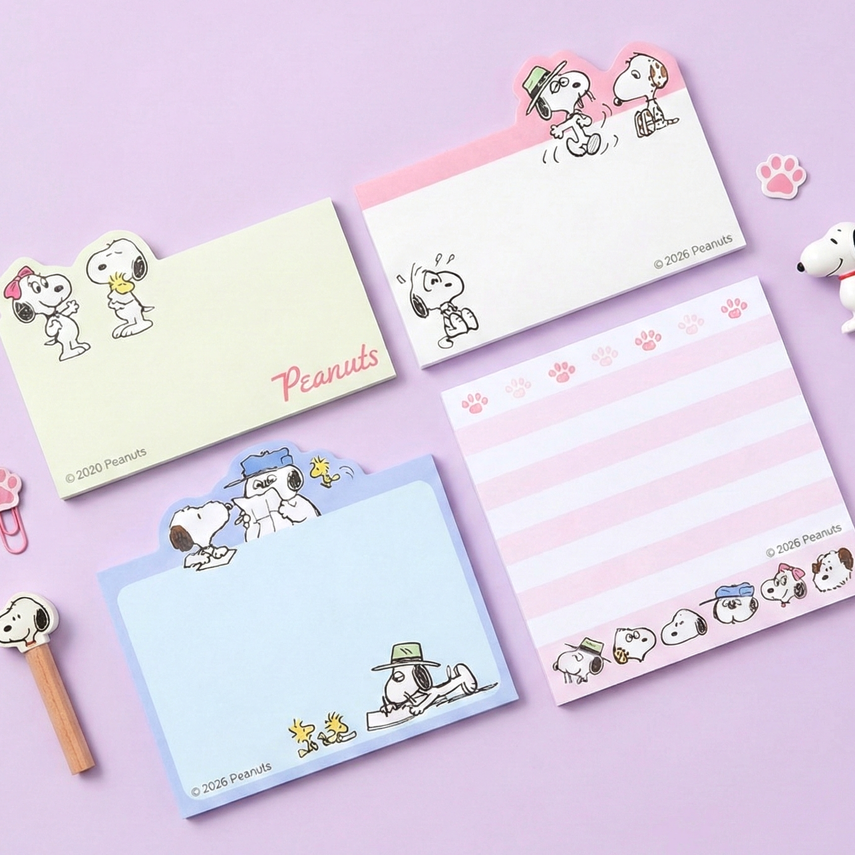 Peanuts Snoopy Die-Cut Sticky Notes - 4-Design Set - Pink - Limited Edition
