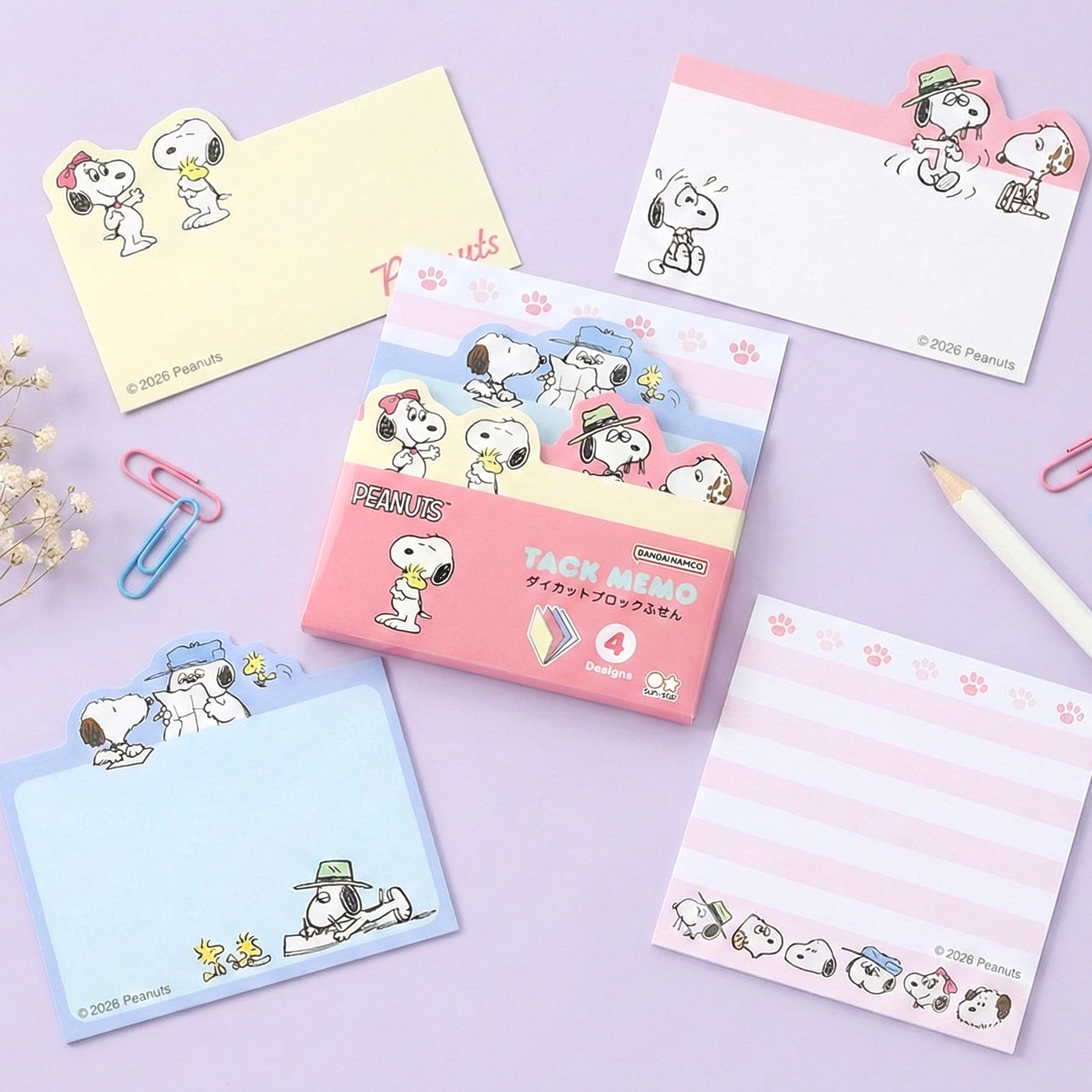 Peanuts Snoopy Die-Cut Sticky Notes - 4-Design Set - Pink - Limited Edition