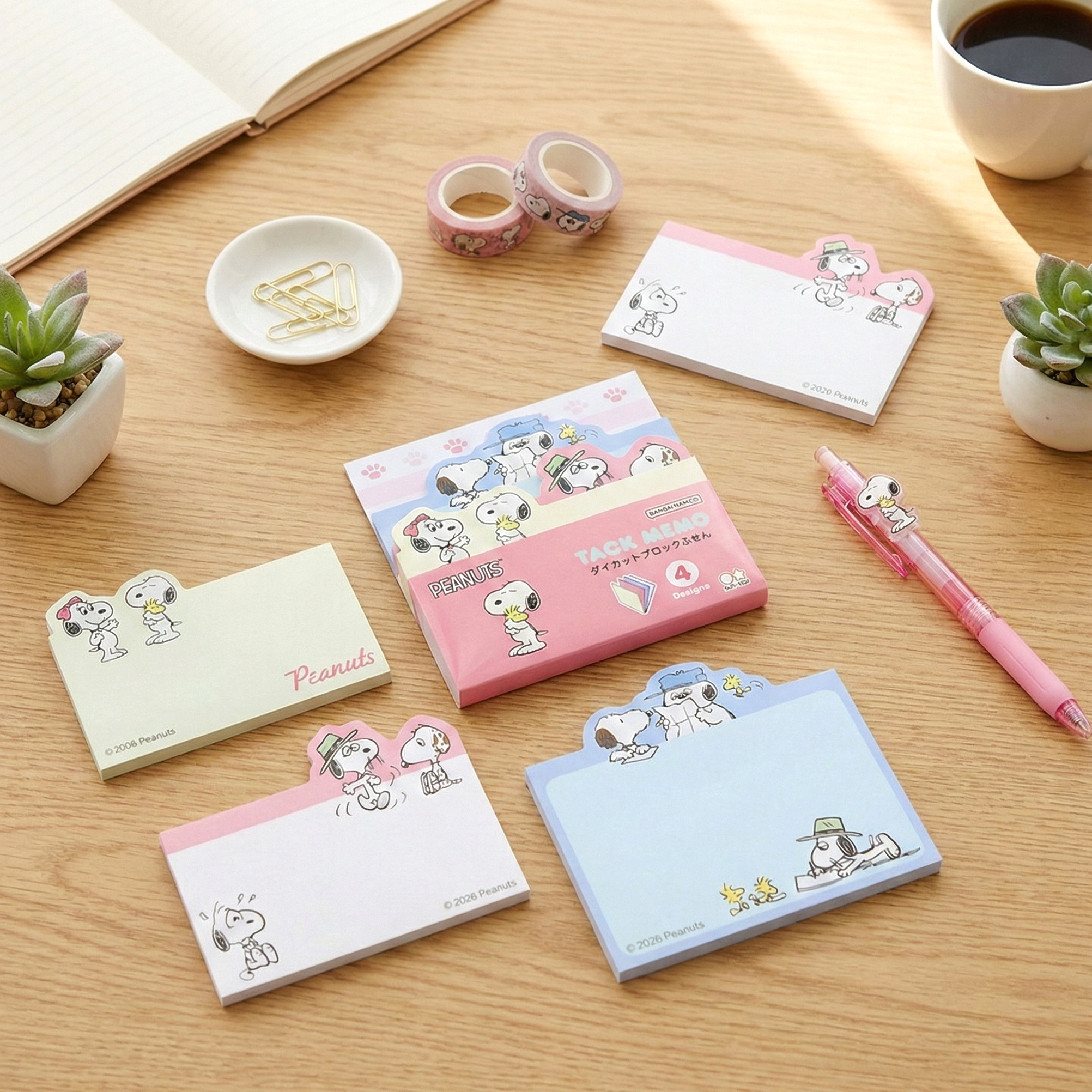 Peanuts Snoopy Die-Cut Sticky Notes - 4-Design Set - Pink - Limited Edition